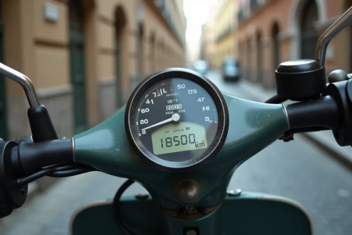 Compteur kilométrique d'un scooter 50cc affichant un kilométrage élevé, durée de vie et entretien d'une moto 50cc