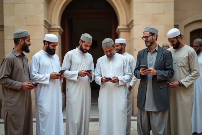 Fidèles réunis devant l'entrée d'une mosquée de Montpellier avant la prière du vendredi
